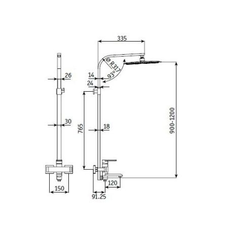 Душевая система RGW SP-30 30140130-01 поворотная