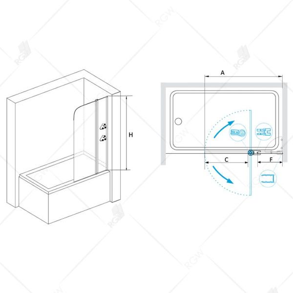 Шторка на ванну RGW SC-07 03110710-11 прозрачное стекло, хром