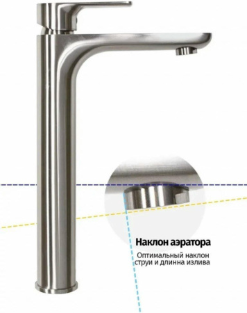 Cмеситель для раковины Высокий Hansberge H2099 Никель