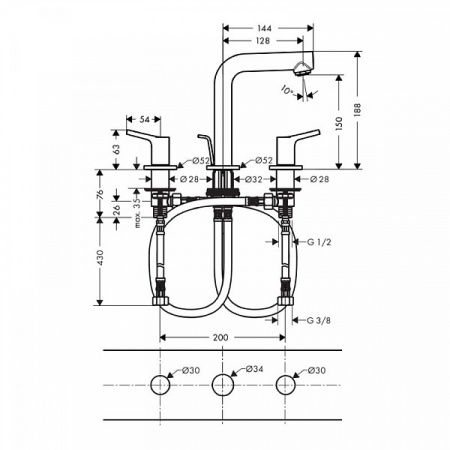 Смеситель для умывальника Hansgrohe Talis S 72130000