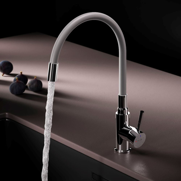 F85B07605 X-Joy S, Смеситель для кухни AM.PM с гибким изливом, серый/хром