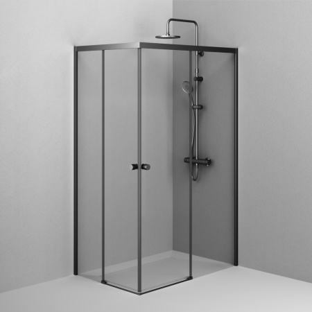 W94G-403-12080-BТ Душевое ограждение AM.PM X-Joy Square Slide 120х80, черный, прозрачное