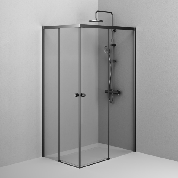 W94G-403-120280-BT1K X-joy Душевое ограждение AM.PM прямоугольное,раздвиж.двери 120x80 черный мат.