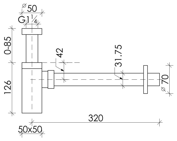 Сифон для раковины Ceramicanova, Черный матовый, 70002MB