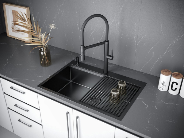 Мойка Paulmark KRONER-PRO 75 PM707551-GM 510х750х200 мм, нержавеющая сталь, вороненая сталь