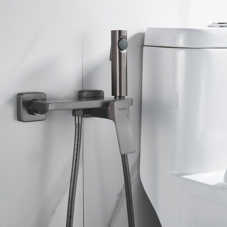 Гигиенический душ со смесителем Shevanik S6105T-1, оружейная сталь