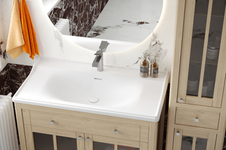 Тумба под умывальник Belux Дуглас напольная 100-01 Дуб молочный, массив