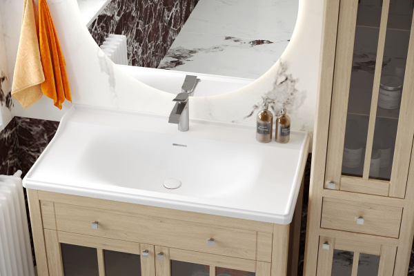 Тумба под умывальник Belux Дуглас напольная 100-01 Дуб молочный, массив