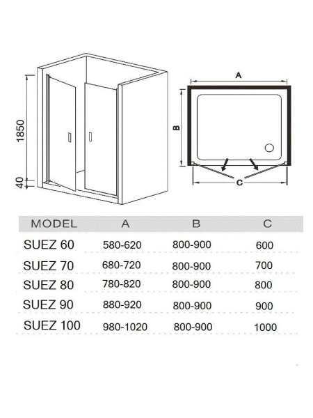 Душевая дверь River SUEZ 70 MT