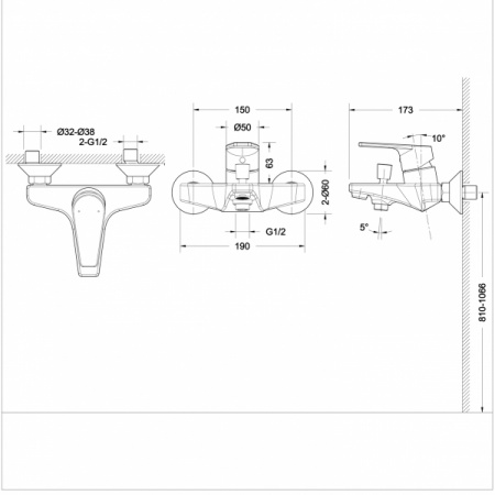 Смеситель для ванны Bravat Line F65299C-1