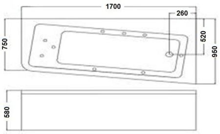 Ванна акриловая WeltWasser WW FLEESEN 170/95 WT R 170х95х58 г/м белая