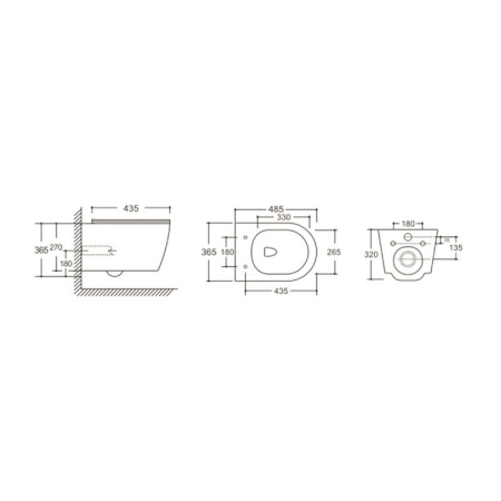 Унитаз SELLA Aria MBF подвесной безободковый, черный матовый, сиденье дюропласт быстросъемное с микролифтом Ceruttispa CT10016 (485х360х360)