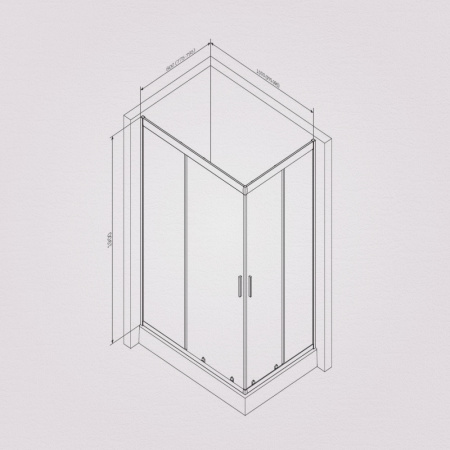 W90G-404-100280-MT Gem Душевое ограждение AM.PM 100х80 прям.,стекло прозрачное, профиль мат.серебро,без поддона