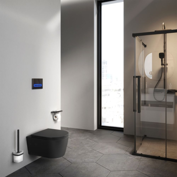 C8F1700MBSC Func подвесной унитаз 49 см FlashClean с сиденьем микролифт, черн мат