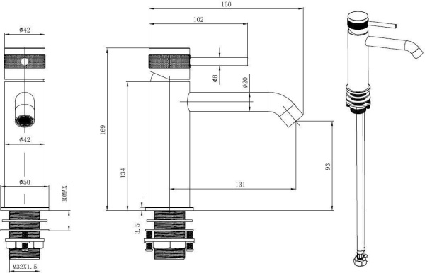 Смеситель для раковины Allen Brau Priority 5.31A01-31 черный матовый