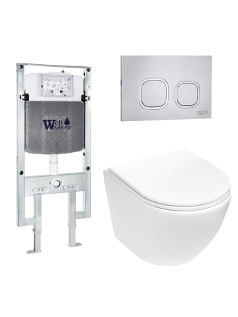 Комплект инсталляции с унитазом Weltwasser AMBERG 497 ST + MERZBACH 043 MT-WT + AMBERG RD-MT CR