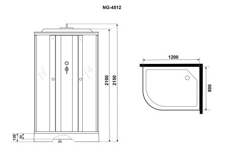 Душевая кабина Niagara Eco NG-4512-14R BLACK (120х80х215) низкий поддон(13см),стекло мозаика,3 места