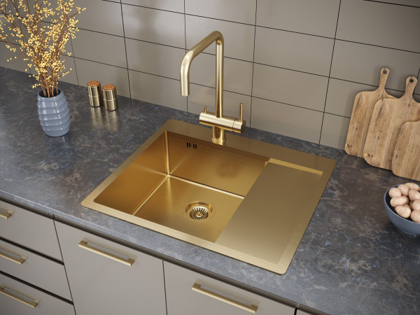 Мойка Paulmark KRONER 59F PM225951-BGL 510х590х200 мм, нержавеющая сталь, брашированное золото