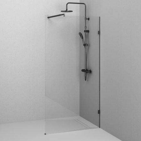 W94WI-100-F1-BTE Душевая перегородка AM.PM X-Joy 100x195, стекло прозр. 6 мм + покрытие, фурнитура черный