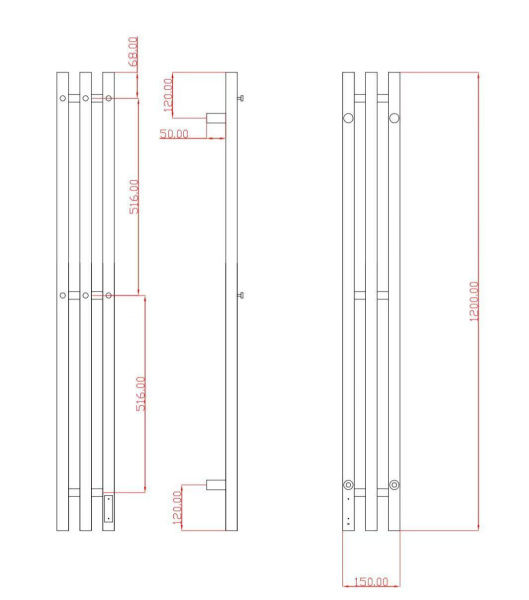 Полотенцесушитель электрический с/т Comfysan Альто (Alto) EC-3 120/12, брашированная медь, гальваник