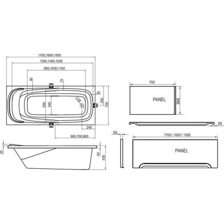 Ванна акриловая Ravak Vanda II 160X70