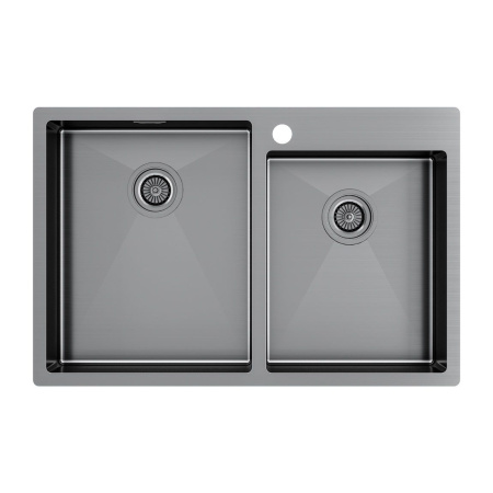 Мойка Paulmark KRONER 78/2S PM237851-GM 510х780х200 мм, нержавеющая сталь, вороненая сталь