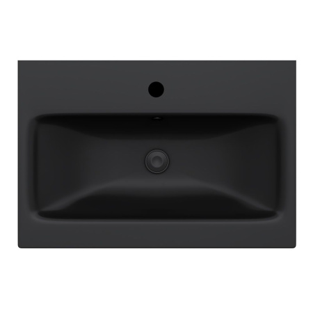 M90WCC0602BM GEM, Раковина мебельная AM.PM, керамическая, 60 см, встроенная, цвет: черный матовый