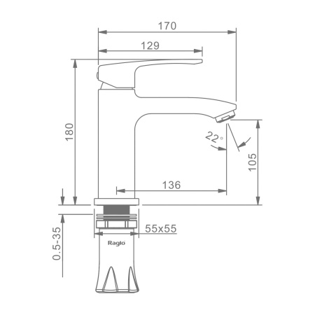 Смеситель для раковины Raglo R01.10.09, графит