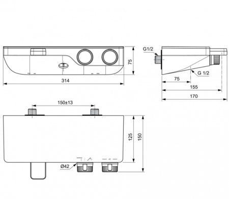 Смеситель для ванны Ideal Standard Ceratherm S200 A7330AA