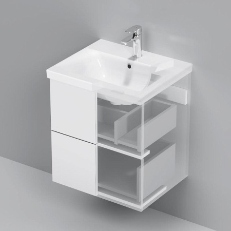 M90FHX0502WG Gem База под раковину AM.PM, подвесная, 50 см, 2 ящика push-to-open, белый, глянец