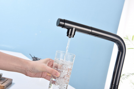 Смеситель для кухни Paulmark VIPER Vi213105-GB, глянцевый черный