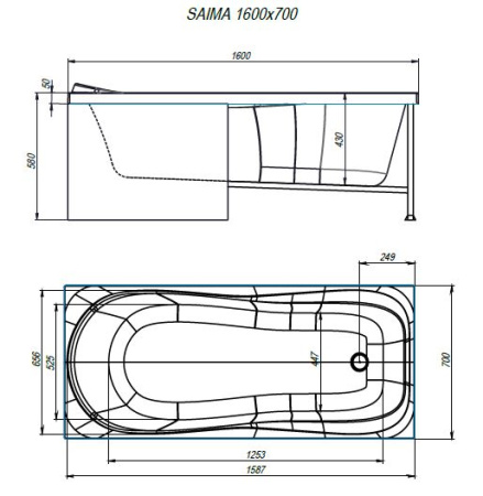 Ванна ALEX BAITLER™ SAIMA 160*70 пустая