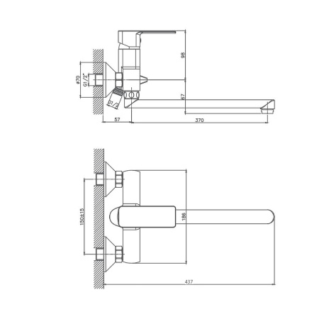Смеситель для ванны Cron CN22129, хром