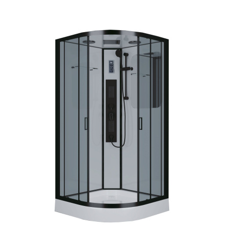 Душевая кабина Niagara Premium NG-6902-01G BLACK (100х100х210) низкий поддон(16см),черный,стекло тонированное,4 места