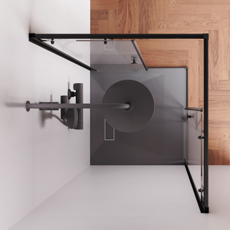 W94G-403-8080-BT1K X-joy Душевое ограждение AM.PM квадратное,раздвиж.двери 80x80 черный мат