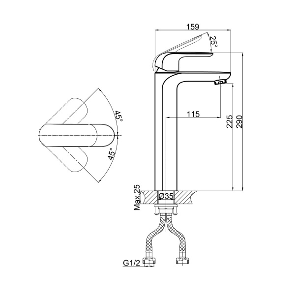 Смеситель для раковины D&K Venice DA1022001, хром