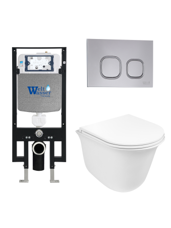 Унитаз с инсталляцией WeltWasser AMBERG 497 + TELBACH 004 GL-WT + AMBERG RD-CR