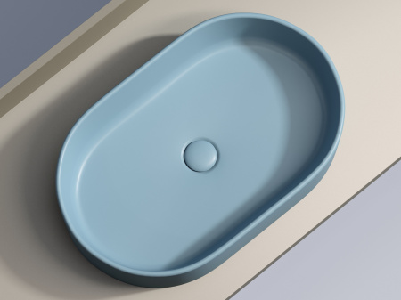 Умывальник чаша накладная овальная Ceramicanova Element 608*385*122мм, Голубой матовый, CN6048ML