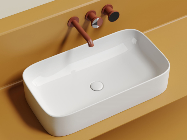 Умывальник чаша накладная прямоугольная Ceramicanova Element 705*380*150мм, белый, CN6054