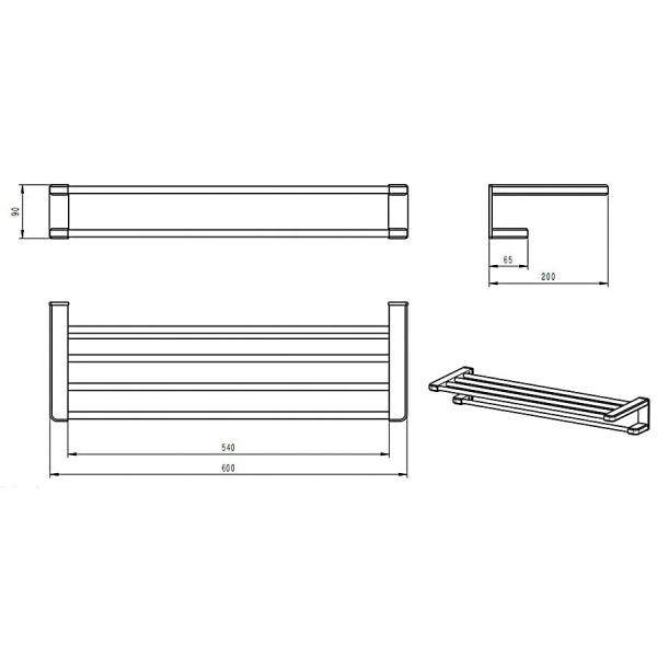 Полотенцедержатель с полкой WONZON & WOGHAND, Хром (WW-V3902-CR)