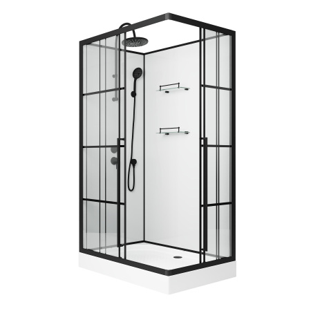 Душевая кабина Niagara Standart ST100/80/15QL/KL/BKT (100х80х225) низкий поддон(15см),черный,стекло прозрачное