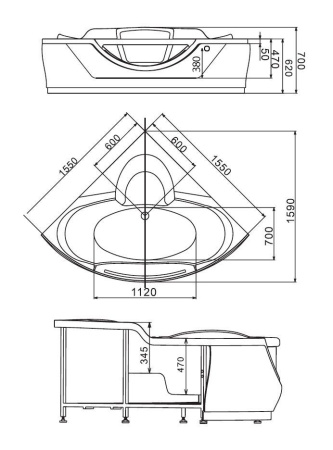 Акриловая ванна Gemy G9025 II K