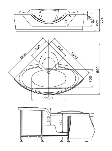Акриловая ванна Gemy G9025 II O