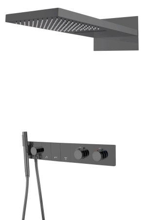 Душевой комплект Boheme Zodiac 133-SGM термостат, С ВНУТРЕННЕЙ ЧАСТЬЮ, shine gun metal
