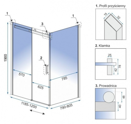 Душевой уголок Rea Marten 80x120 REA-K4001 CHROM