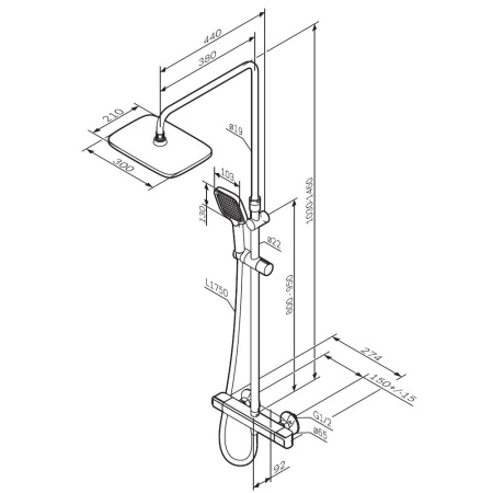 Душевая система AM.PM F078F400 Func с термостатом