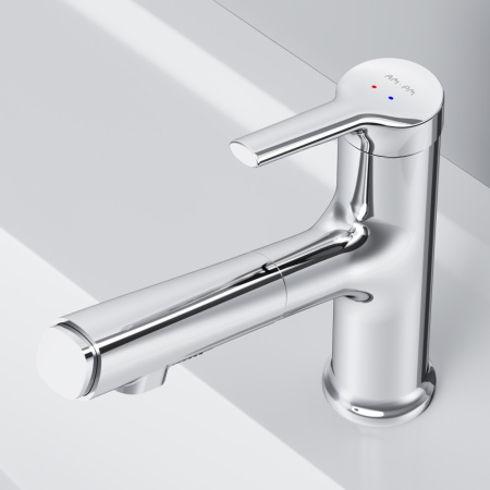 F85B02900 X-Joy S Смеситель для умывальника AM.PM с вытяжным изливом, хром