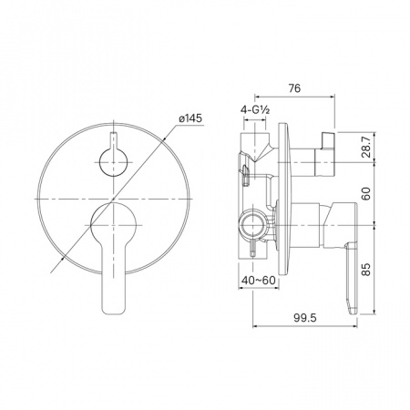 Встраиваемый смеситель IDDIS Sena SENSB00i67 с дивертором и двумя выходами