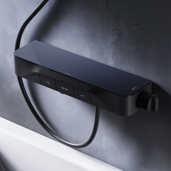 F8F10522 Func Cмеситель для душа AM.PM, кнопочный с полкой, с изливом, черный