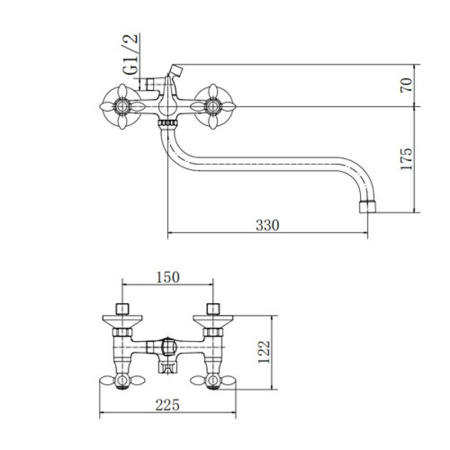 Смеситель для ванны FASHUN A2227-2, хром